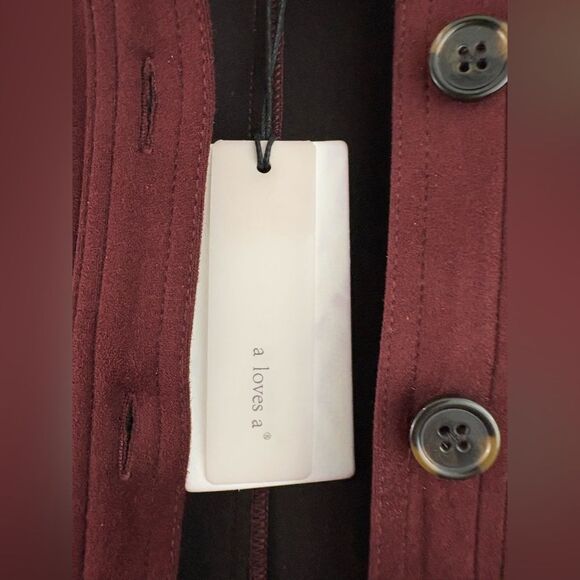 A Loves A Dress Faux Suede Burgundy Long Sleeve Size Large - Picture 4 of 8
